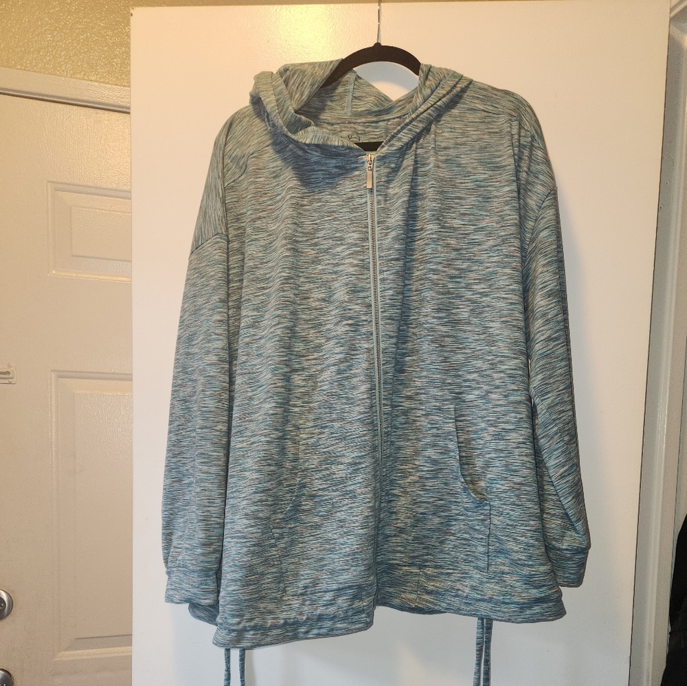 Turquoise & Grey marbled zip-up jacket
